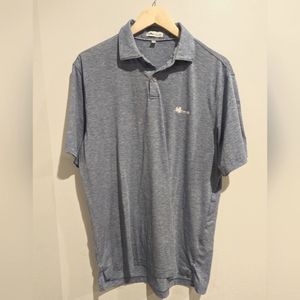 Peter Millar Polo Shirt Heathered Blue With Bridge Logo Size M